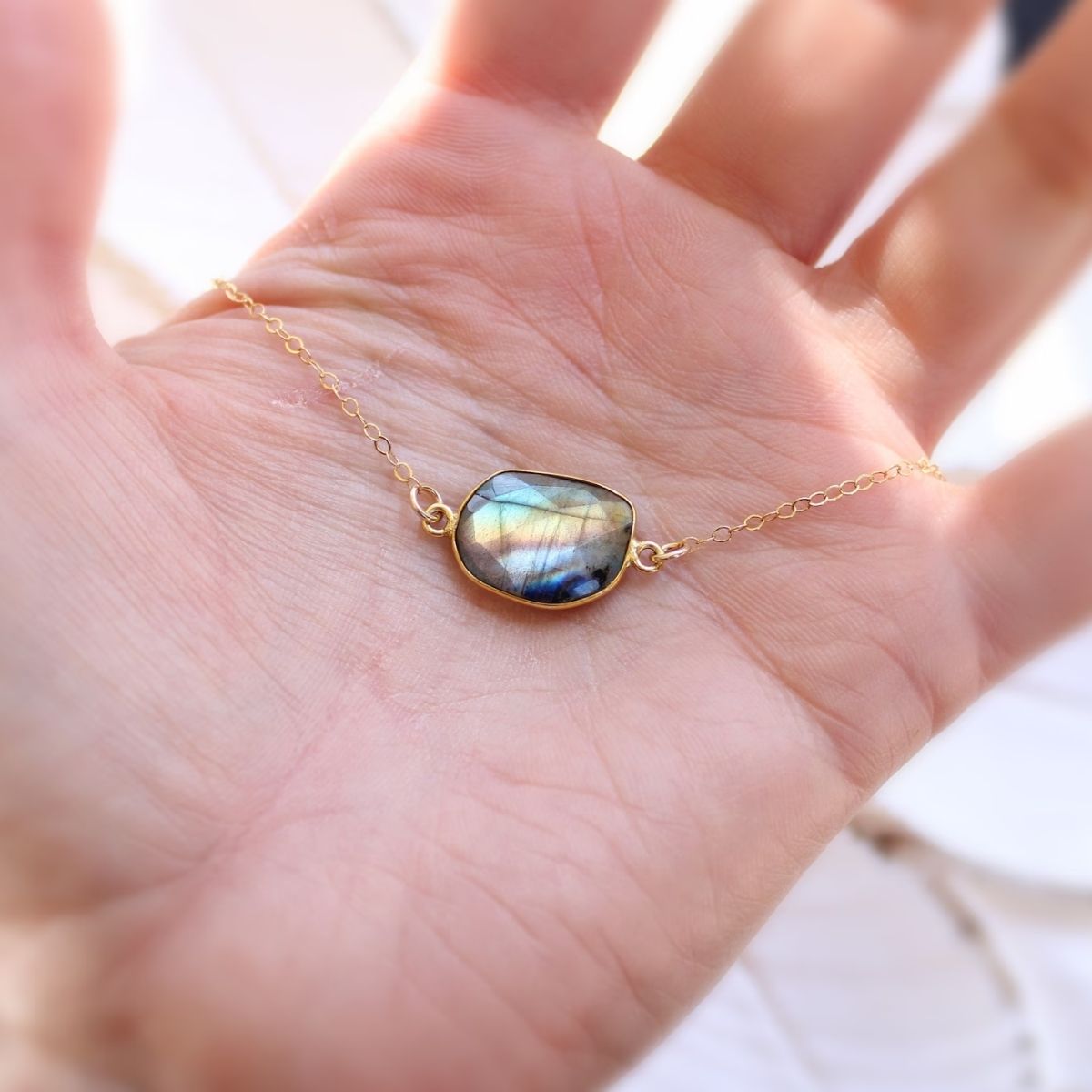 Dainty opal layering necklace