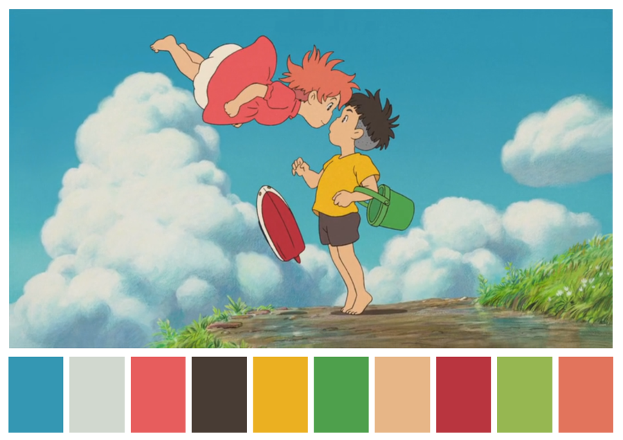 The adorable color palette of the movie Ponyo | Source: Pinterest